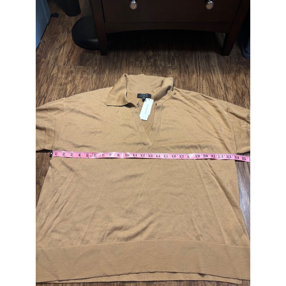 Banana Republic‎ Merino Wool Polo Sweater XXL 2xl Tan V-Neck Long Sleeve basic - Picture 3 of 7